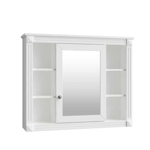 White Wall-Mounted Bathroom Storage Cabinet 35" x 28" MDF