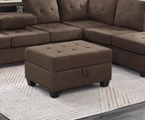 Modern Brown Tufted Storage Ottoman Upholstered Fabric
