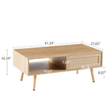 Solid Wood Coffee Table with Storage Natural