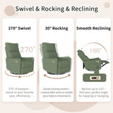Velvet Recliner Swivel Power Dark Green