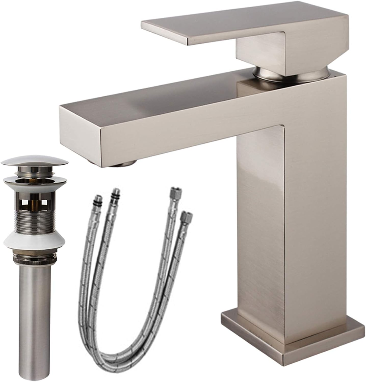 Single Handle Bathroom Faucet, Brushed Nickel Single Hole Bathroom Faucet