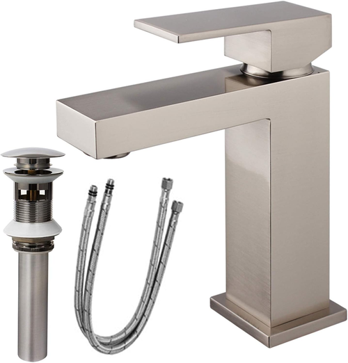 Single Handle Bathroom Faucet, Brushed Nickel Single Hole Bathroom Faucet
