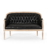 Loveseat Chesterfield Tufted PU Leather Black 49.5in