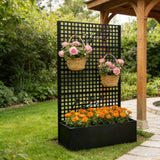 Metal Planter Box with Trellis 70.9in H x 43.3in W x 15.8in D - Outdoor Raised G
