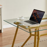 Rectangular Glass Dining Table Gold 71"