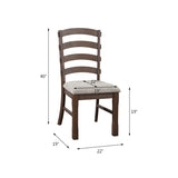 Side Chair Set of 2 - Gray Fabric, Rustic Brown & Oak Finish