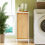 Bamboo Slats Side Cabinet White Natural Door