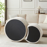 Round Corduroy Nesting Tables Set of 2 Beige
