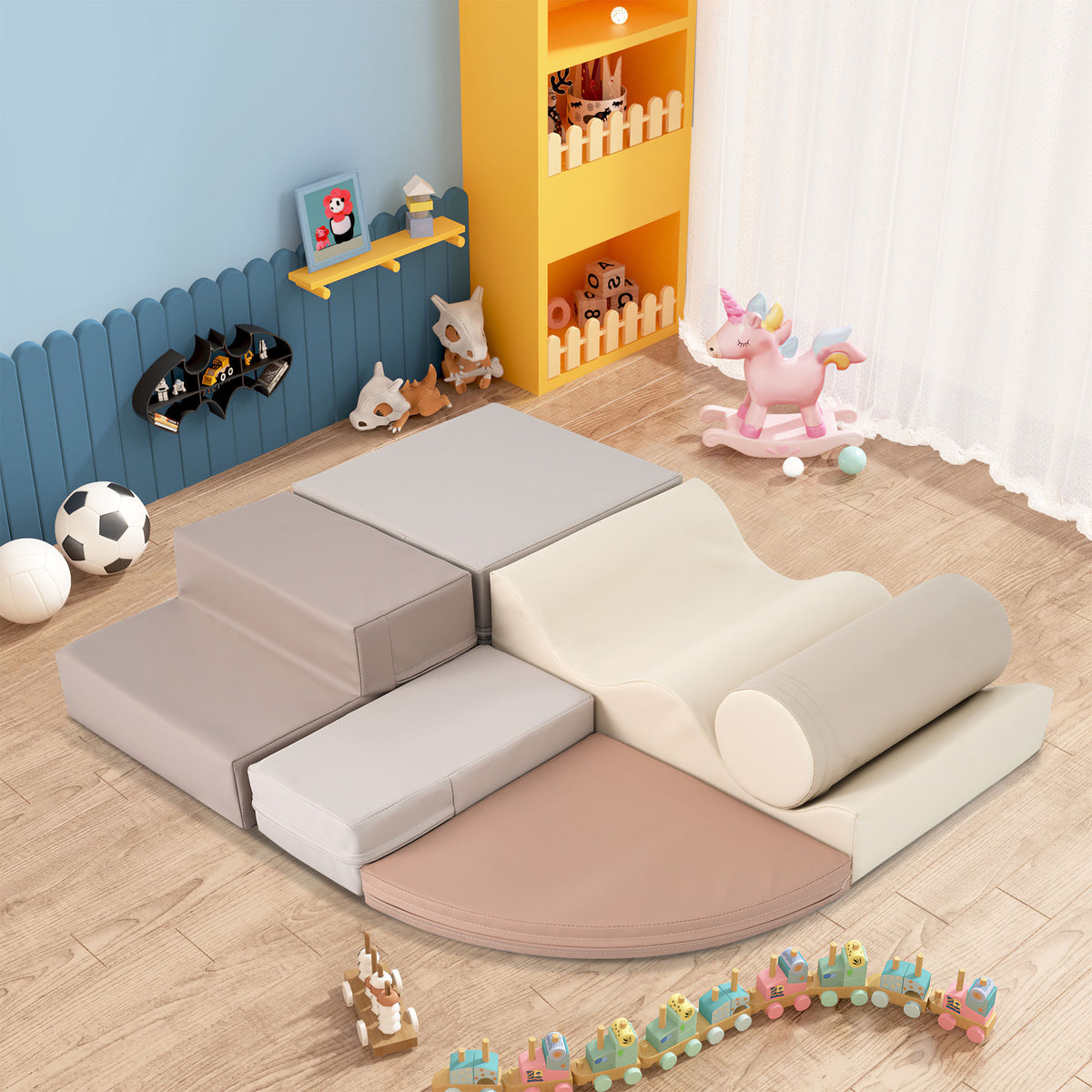 Soft Climb and Crawl Foam Playset 6 in 1, Soft Play Equipment Climb and Crawl Pl