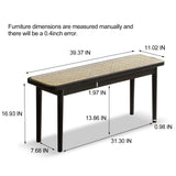 Modern Style Black Color Solid Oak Wood Dining Bench with Rattan Detail