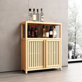 Large Bamboo Storage Cabinet With Shelves