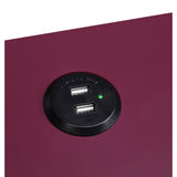 Accent Table - Modern - Burgundy and Black - USB Port and Drawer