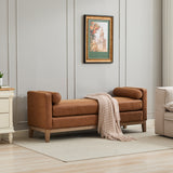 65.5'W Upholstered End of Bed Bench with Weathered Finish Wood Frame, Daybed, Fo