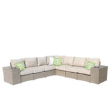 Outdoor Sectional Set PE Wicker Aluminum Gray 9 Piece Modular Seats 6