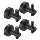 Matte Black Wall Hooks with Screws, 4 Pack Round Base