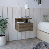 Floating Nightstand - Wall Mounted - Drawer and Open Storage Shelves