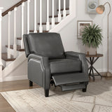 Grey Push Back Reclining Chair Transitional Modern Style