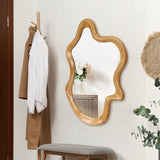 Irregular Wood Frame Wall Mirror 33.46" x 22.24