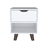 Modern Wood Nightstand with Drawer and Open Storage Shelf