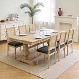 Grey Upholstered Dining Chairs Set of 2 Rattan Back
