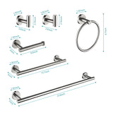 6 Piece Stainless Steel Bathroom Towel Rack Set Wall Mount