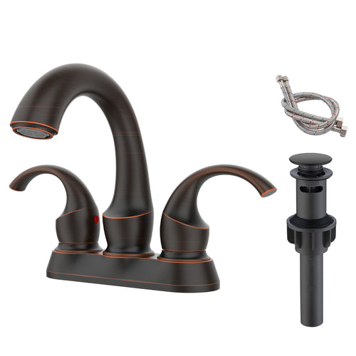 2-Handle Oil Rubbed Bronze Bathroom Faucet 4" Centerset