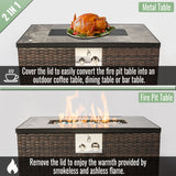 32" Propane Gas Fire Pit Table, 50000 BTU Rectangular Fire Pit