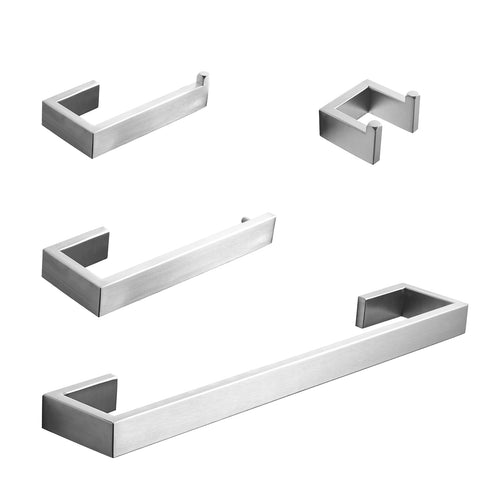 4-Piece Brushed Nickel Stainless Steel Bathroom Hardware Set