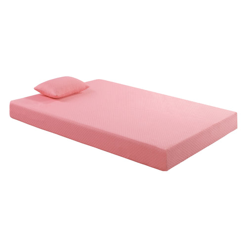 7" Gel-Infused Memory Foam Mattress and Pillow Set, Pink