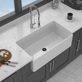 33" White Farmhouse Sink - 33 x 18 x 10 inch Kitchen Sink Apron-front White