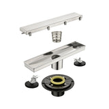 12" Linear Shower Drain with Hair Strainer and Leveling Feet
