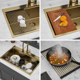 Gold Finish 36' Drop-in Kitchen Sink with Workstation Ledges - 16 Gauge T304 Sta
