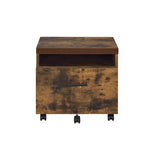 File Cabinet - Weathered Oak & Black - Locking Drawer & Casters