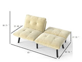 Fabric Sleeper Sofa Foldable Cream 63"