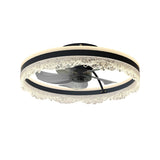 Ceiling Fan with LED Light - Crystal Flush Mount - Black - 20"