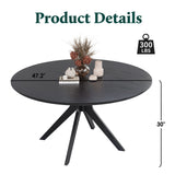 47.2" Round Dining Table Seats 4-6 Solid Wood Pedestal