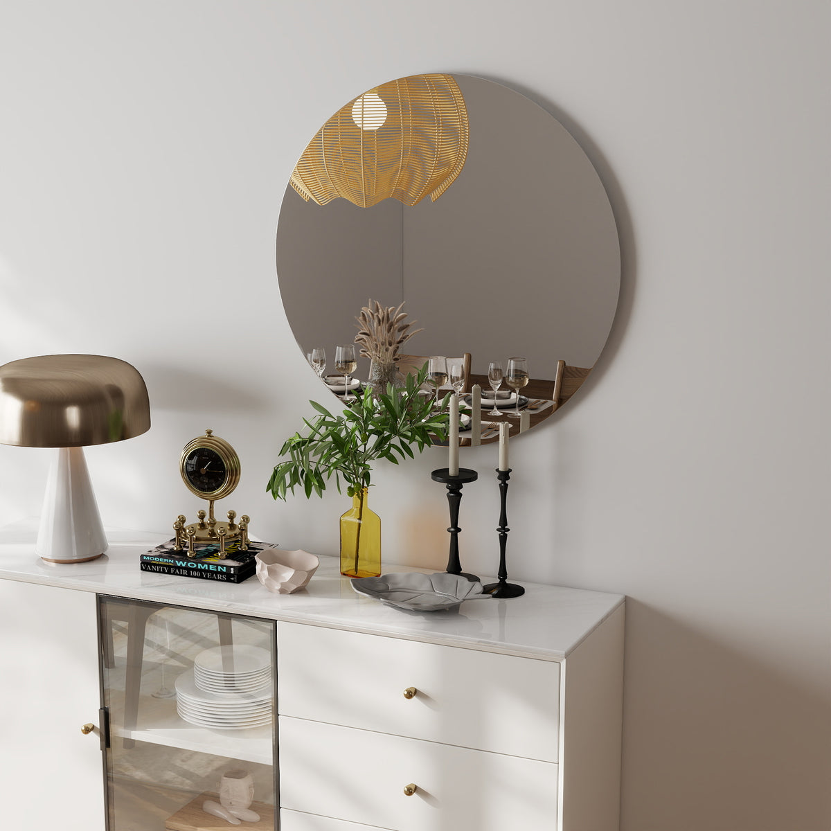 80cm bathroom mirror, round mirror, wall mount