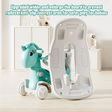 Unicorn Rocking Horse for Toddlers, Balance Bike Ride On Toy with Push Handle an