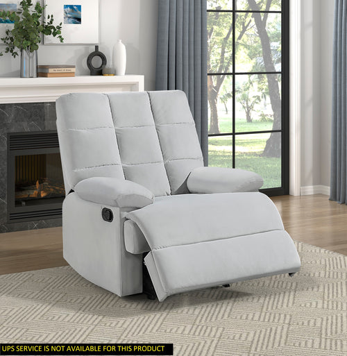 Light Gray Velvet Reclining Chair Tufted Back Pillowtop