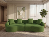 110" Curved Modular Sofa Bed, Green Chenille, 4-Seater