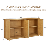 64-inch wave shaped TV stand, rounded corner sideboard, storage cabinet