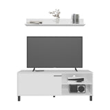TV Stand and Wall Shelf Set - Engineered Wood - White - 55.1"W