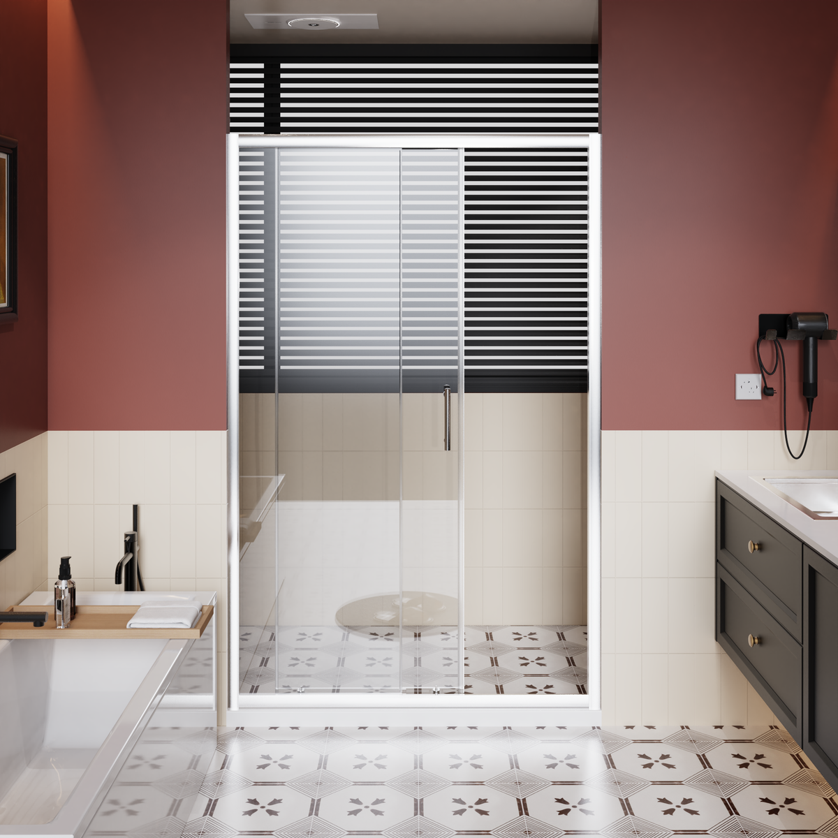 48.in W x 72.in H Single Sliding Shower Door