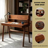 Pine Desk with Storage Walnut