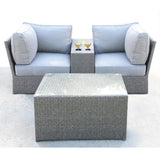 Outdoor Sectional Set HDPE Wicker Aluminum Gray 4 Piece Fully Assembled