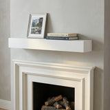60" Paulownia Fireplace Mantel Floating Shelf White Wood