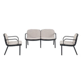 Outdoor Chat Set Polypropylene Black Beige Cushion 3 Piece Loveseat