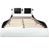King Size White Faux Leather Platform Bed Frame LED Massage