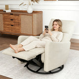 Velvet Recliner Swivel Power Beige