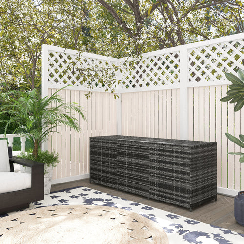 175 Gallon Outdoor Storage Box with Inner Liner, PE Rattan Wicker Deck Box with
